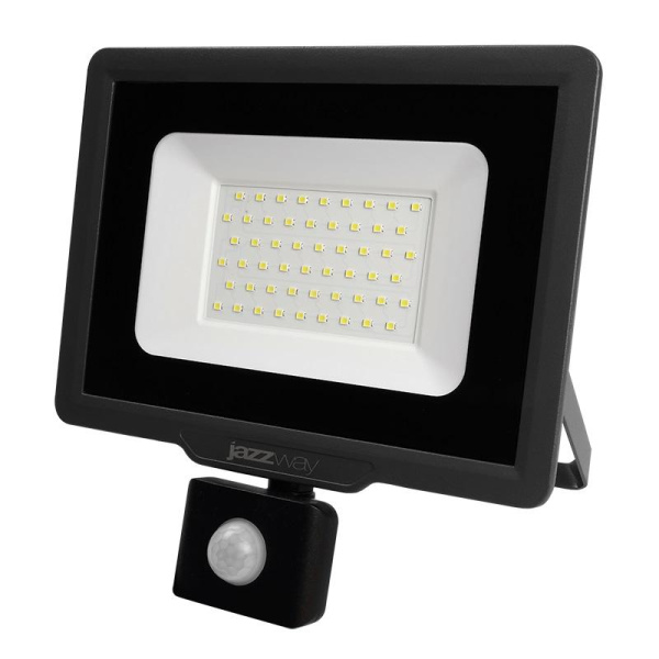 Прожектор светодиодный PFL-C3 SENSOR 50Вт 6500К IP65 ДО закален. прозр. стекло датчик движения инфракрасный JazzWay 5026940A