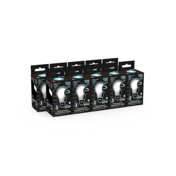Лампа светодиодная филаментная Black Filament 10Вт A60 грушевидная матовая 4100К нейтр. бел. E27 860лм диммир. GAUSS 102202210-D