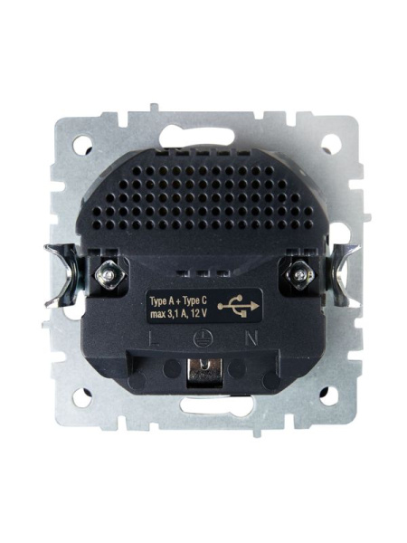 Розетка BRITE РЮш11-1-БрГ 16А с USB A+C 18Вт с заземл. защ. шторки механизм графит IEK BR-R14-16-U22-018-K53