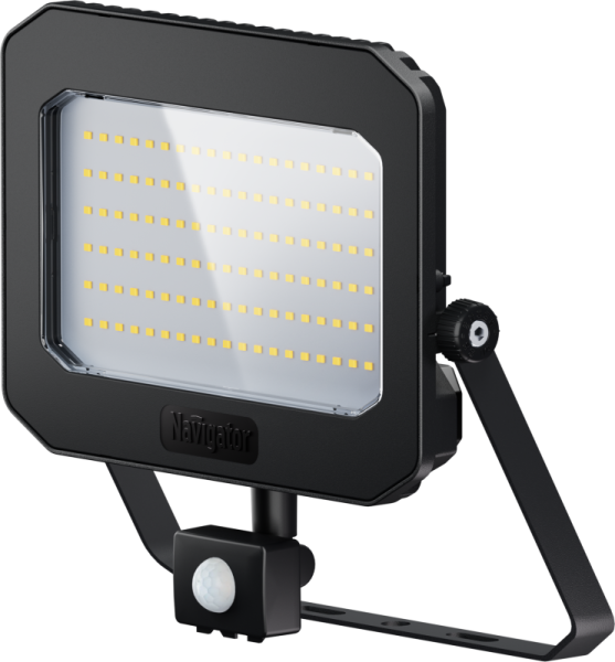 Прожектор светодиодный 95 203 NFL-05-100-6.5K-BL-D110-SNR-LED 100Вт 6500К IP65 12500лм с ИК датчиком движения черн. NAVIGATOR 95203