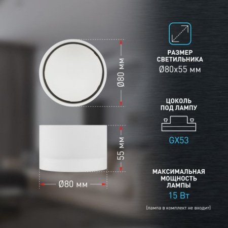 Светильник OL30 WH GX53 настен./потолочн. спот бел. Эра Б0056359