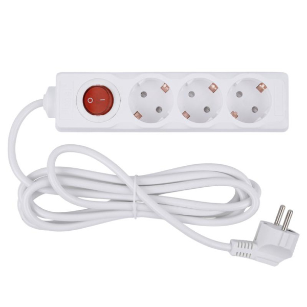 Удлинитель 3х3м с заземл. 16А Ultra S-GCU3-3B WHITE бел. Uniel UL-00010016