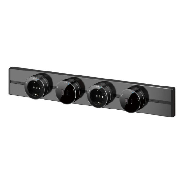 Розетка MultiTrack 13А 250В универс. круглая антрацит SE MTK13002B