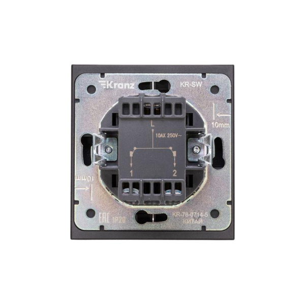 Выключатель 2-кл. СП STRONG MIELE 10А с подсветкой антрацит Kranz KR-78-0714-5