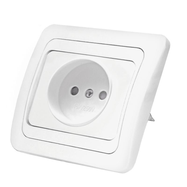 Розетка 1-м СП Валери 16А IP20 без заземл. защ. шторки бел. UNIVersal В0022x