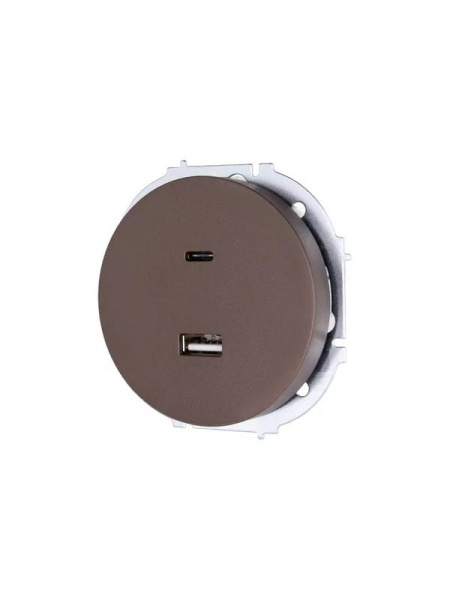 Розетка 1-м СП OSEN TC+ USB разъем механизм шоколад LEZARD 743-7388-192TC