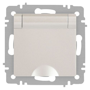 Розетка 1-м СП Accent 6-203-06 16А IP20 250В 2P+E Schuko с крышкой AL/CU перламутр. Intro Б0063429