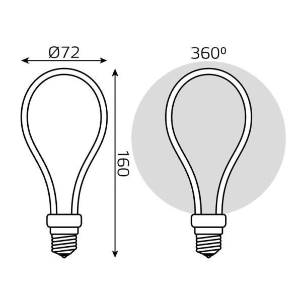 Лампа светодиодная филаментная Black Filament 4Вт контурная Artline A72 матовая 2700К тепл. бел. E27 330лм GAUSS 1004802104