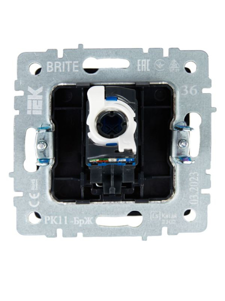 Розетка компьютерная СП RJ45 кат.6 BRITE РК11-БрЖ механизм жемчуж. IEK BR-K10-2-K36