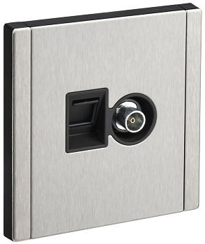 Розетка 2-м FORTE&PIANO FP736M TV + RJ45 кат.5E никель IEK FP-AK20-1-M-K50
