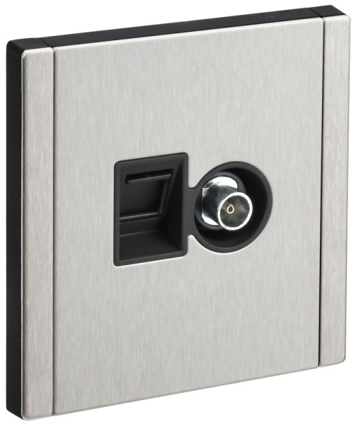 Розетка 2-м FORTE&PIANO FP736M TV + RJ45 кат.5E никель IEK FP-AK20-1-M-K50