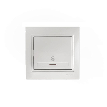 Кнопка звонка Mira с подсветкой бел. с бел. вставкой LEZARD 701-0202-108