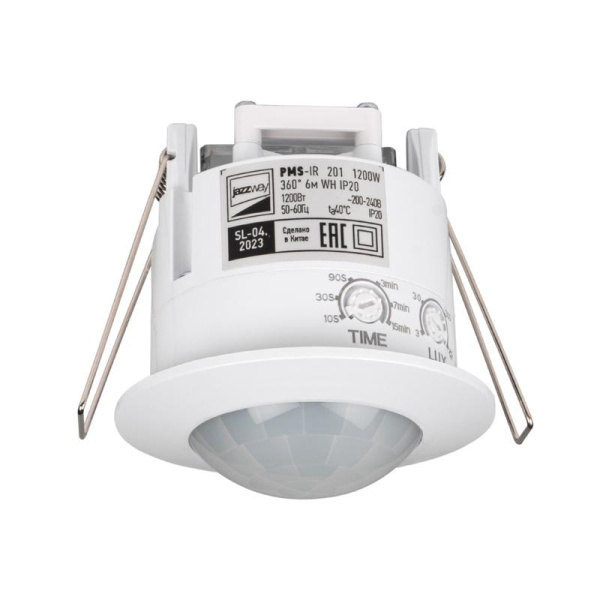 Датчик движения PMS-IR 201 1200Вт 360град. 6м IP20 WH JazzWay 5012950