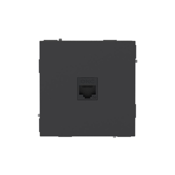 Розетка компьютерная 1-м KANT RJ45 кат.5E без шторки черн. уголь DKC 7012663