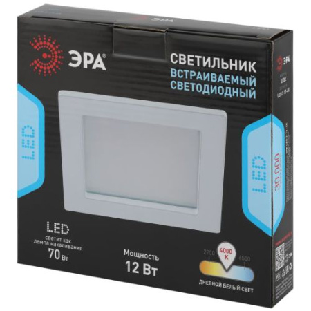 Светильник светодиодный 2-12 12Вт 220В 4000К квадратный Эра Б0017491