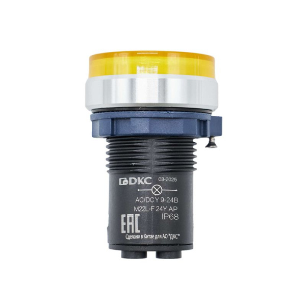 Индикатор сигнальный со встроен. диодом 9-24В зажим Plug-In алюм. желт. DKC M22L-F24YAP
