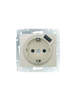 Розетка 1-м СП RAIN 16А IP20 с заземл. + USB механизм крем. LEZARD 703-0388-181