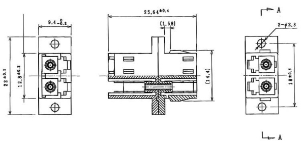 Соединитель проходной LC-LC duplex SM (для одномодового кабеля) корпус пластмассовый (SC Adapter Simplex dimension) DLC-DLC-SM Cabeus 7132c