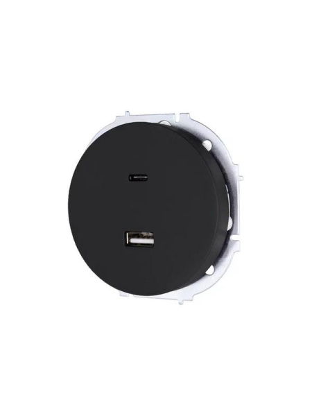Розетка 1-м СП OSEN TC+ USB разъем механизм черн. бархат LEZARD 743-4288-192TC
