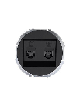 Розетка компьютерная + телефонная OSEN RJ45 кат.6 + RJ11 с модулем механизм черн. бархат LEZARD 743-4288-144