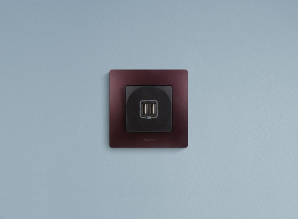 Розетка USB 2-м СП 2мод. Etika 240В/5В 2400мА механизм антрацит IEK 672694