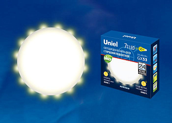 Лампа светодиодная LED-GX53-7W/3000K+3000K/GX53/FR PLB02WH 7Вт матовая 3000К тепл. бел. GX53 торц. подсветка (упак. картон) Uniel UL-00006497