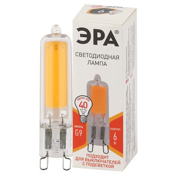 Лампа светодиодная STD LED JCD-6W-GL-827-G9 JCD 6Вт капсула G9 тепл. бел. ЭРА Б0049085