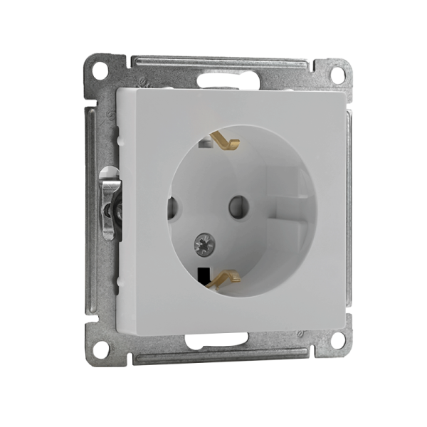Розетка 1-м СП AtlasDesign 16А IP20 с заземл. защ. шторки механизм бел. SE ATN000145