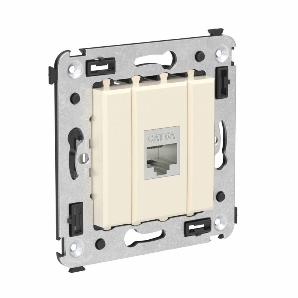 Розетка компьютерная 1-м СП Avanti "Ванильная дымка" RJ45 кат.6A без шторок экранир. механизм DKC 4405773