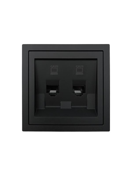 Розетка компьютерная 2-м СП ZIMA IP20 RJ45 с модулем кат.6 механизм черн. бархат LEZARD 704-4288-142