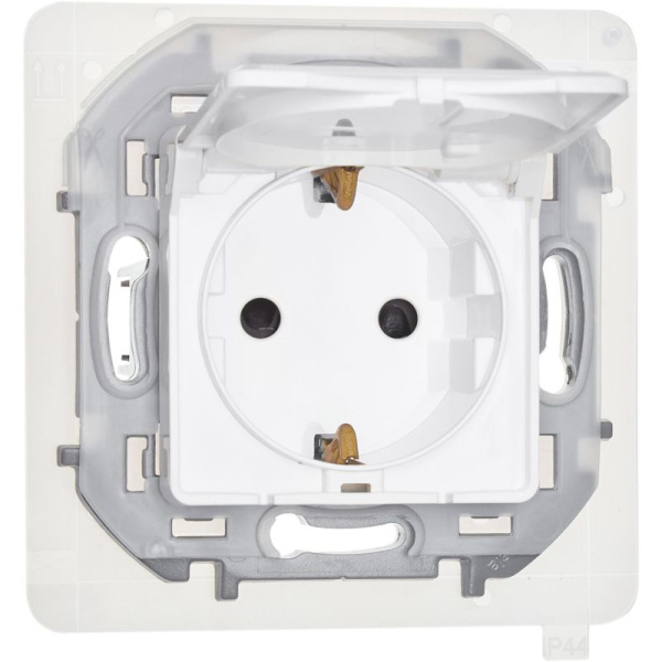 Розетка 1-м СП Inspiria 16А IP44 250В 2P+E защ. шторки с крышкой немецк. стандарт механизм бел. IEK 673740