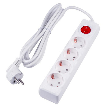Удлинитель 4х3м с заземл. 16А Ultra S-GCU4-3B WHITE бел. Uniel UL-00010022