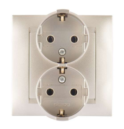 Розетка 2-м СП Simon15 с заземл. шампань Simon 1590459-034