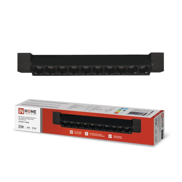 Светильник светодиодный трековый TOP-LINE LTR-02R-TL 20Вт 4000К IP40 2000лм 345мм 24град. линейный поворотн. черн. IN HOME 4690612045757