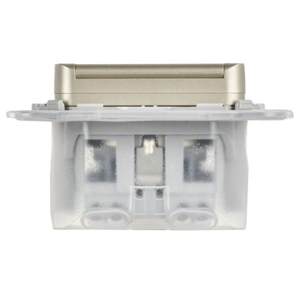 Розетка СП FLITE РСшкр11-1-44-ФлШ 16А IP44 с заземл. с защ. шторками и крышкой безвинтовое крепление механизм шампань IEK FI-R16-16-1-44-K37