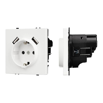 Розетка 1-м СП SCT-NOBE-MUAA-SFPL-WH 16А IP20 230В с USB зарядкой механизм Arlight 054288
