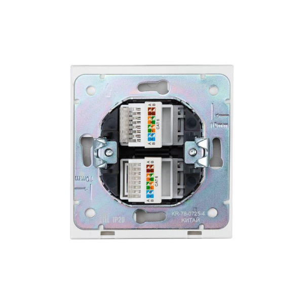 Розетка компьютерная 2-м СП STRONG RJ45 + RJ45 кат.6 IP20 жемчуж. Kranz KR-78-0725-4