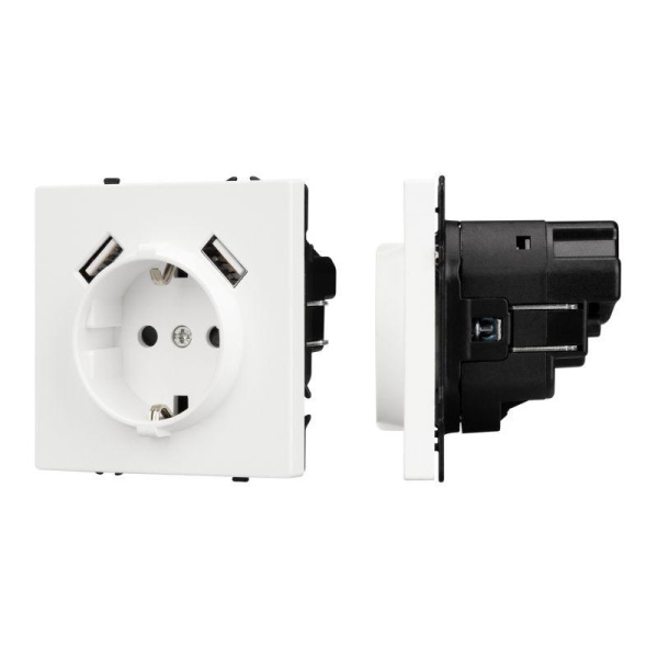 Розетка 1-м СП SCT-NOBE-MUAA-SFPL-WH 16А IP20 230В с USB зарядкой механизм Arlight 054288