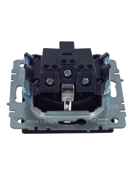 Розетка BRITE РС14-1-0-БрЧ 16А с заземл. защ. шторки механизм черн. IEK BR-R14-16-K02