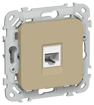 Розетка компьютерная СП FLITE РК5е-1-0-ФлХ RJ45 кат.5E UTP механизм хаки IEK FI-K12-1-K59