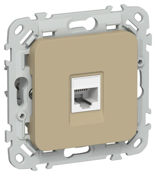 Розетка компьютерная СП FLITE РК5е-1-0-ФлХ RJ45 кат.5E UTP механизм хаки IEK FI-K12-1-K59