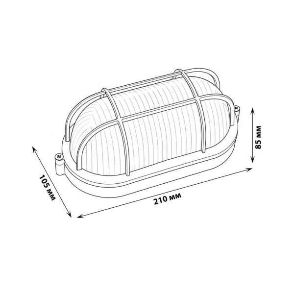 Светильник светодиодный ULW-K24A 8W/4000K IP54 WHITE 8Вт 4000К бел. свет IP54 600лм 210х105х85мм овал с решеткой влагозащ. корпус бел. ТМ Uniel UL-00012051