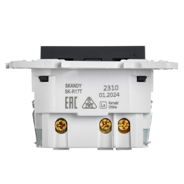 Розетка SKANDY 18Вт 16А с заземл. защ. шторки с USB C SK-R17T титан IEK SK-R14-16-U14-018-K48