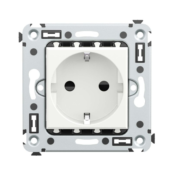 Розетка 1-м СП 2мод. Avanti "Белое облако" 16А IP20 2P+E защ. шторки бел. DKC 4400003