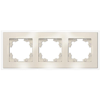 Рамка 3-м Афина стеклянная сл. кость (ivory) UNIVersal 2274
