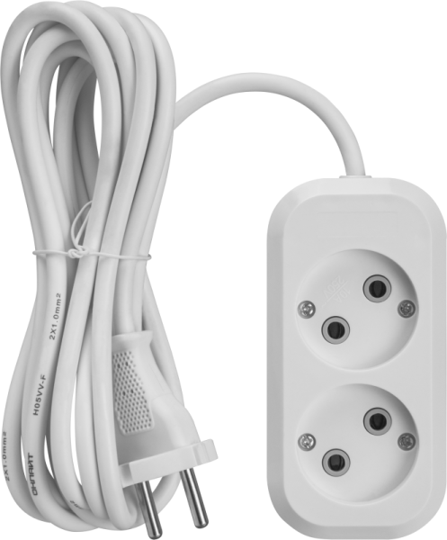 Удлинитель 2х5м без заземл. 10А IP20 90505 OPE-S-02-500-X-2х1 ОНЛАЙТ 90505