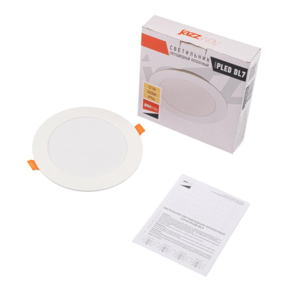 Светильник светодиодный PLED DL7 WH 12Вт 3000К IP54 1020лм встраив. бел. JazzWay 5069060