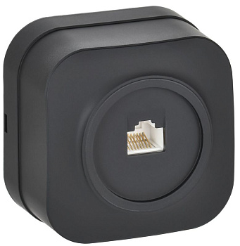 Розетка компьютерная ОП RJ45 кат.5E GLORY РК10-ХЧм черн. матов. IEK EKH10-K02M