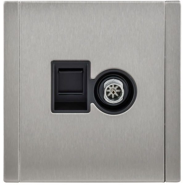 Розетка 2-м FORTE&PIANO FP736M TV + RJ45 кат.5E никель IEK FP-AK20-1-M-K50