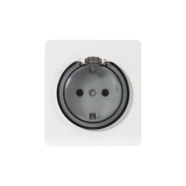 Розетка 1-м СП ROUND MIELE 16А с заземл. защ. шторки и крышкой перламутр Kranz KR-78-0702-1